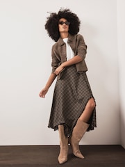 Mint Velvet Check Hanky Hem Midi Skirt - Image 2 of 7