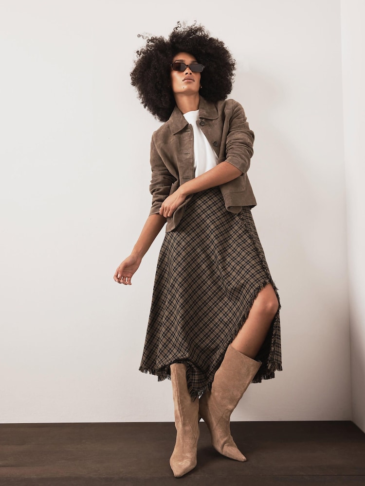 Mint Velvet Check Hanky Hem Midi Skirt - Image 2 of 7 Mint Velvet Check Hanky Hem Midi Skirt - Image 2 of 7