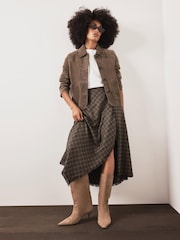 Mint Velvet Check Hanky Hem Midi Skirt - Image 4 of 7