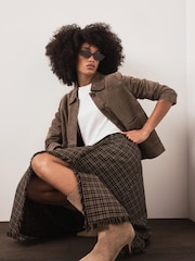 Mint Velvet Check Hanky Hem Midi Skirt - Image 5 of 7