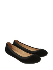 Accessorize Black Elasticated Suede Ballerinas - Image 2 of 3
