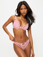 Ann Summers Pale Pink Tease And Trouble Spot Mesh Brazilian Knickers - Image 1 of 5
