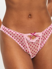 Ann Summers Pale Pink Tease And Trouble Spot Mesh Brazilian Knickers - Image 3 of 5