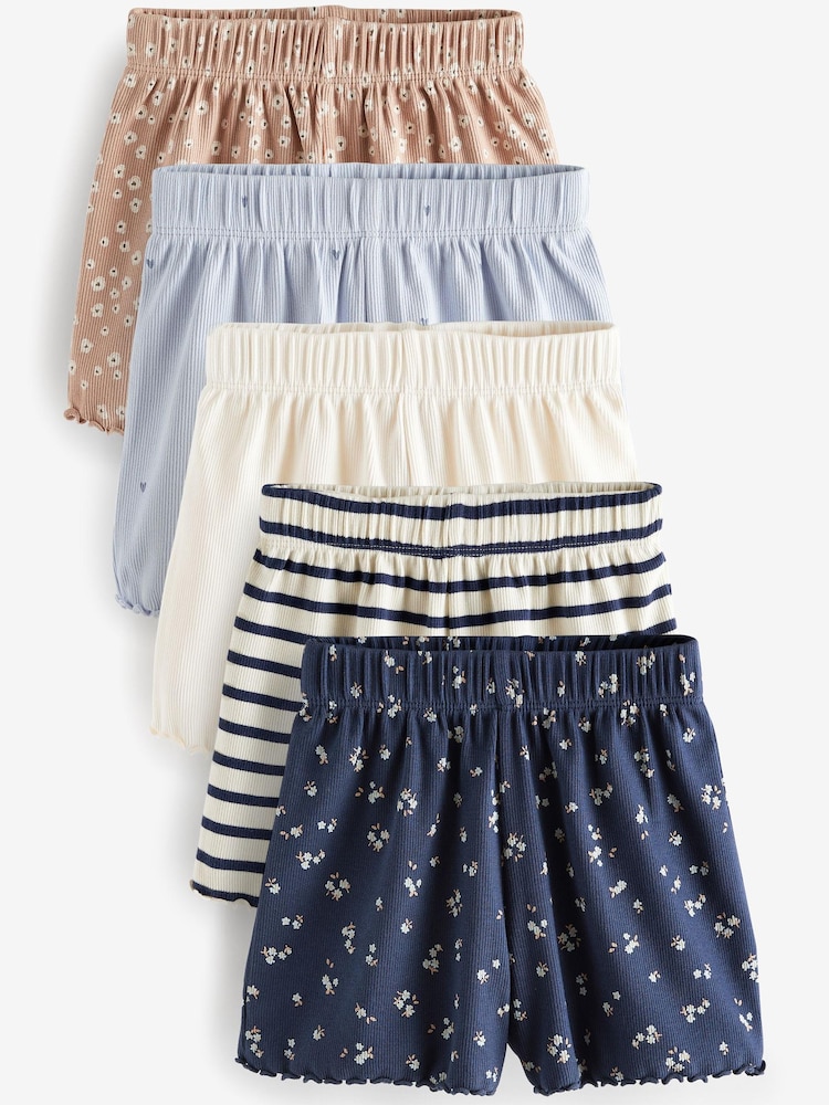 Blue Rib Shorts 5 Pack (3mths-7yrs) - Image 1 of 8