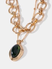 Mint Velvet Green Layered Resin Pendant Necklace - Image 3 of 4