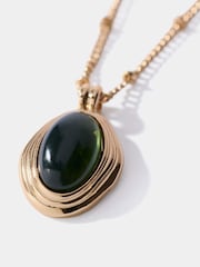 Mint Velvet Green Layered Resin Pendant Necklace - Image 4 of 4