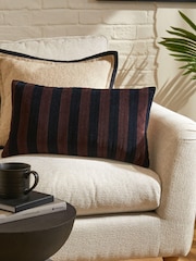 Brown Velvet Stripe 50 x 30cm Cushion - Image 1 of 5