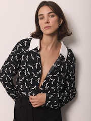 Mint Velvet Black Stiletto Print Shirt - Image 5 of 8