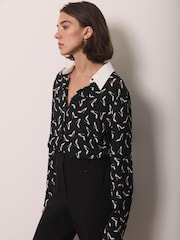 Mint Velvet Black Stiletto Print Shirt - Image 6 of 8