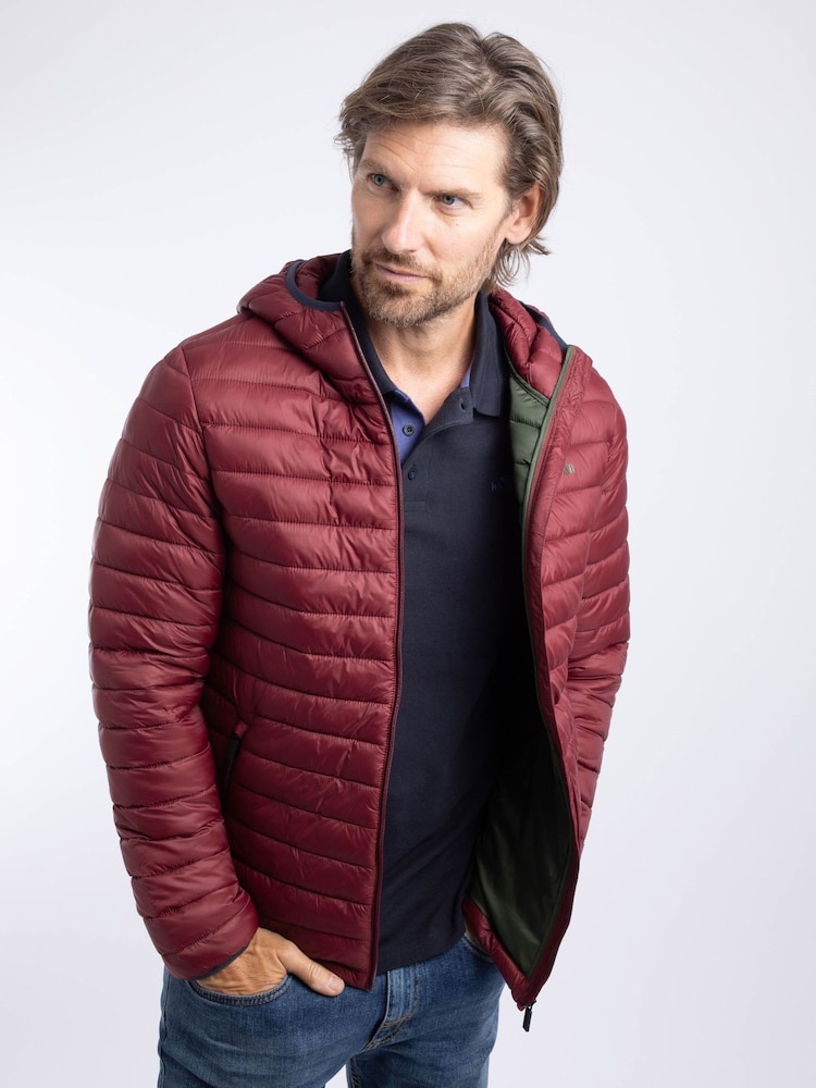 Weird Fish Red Flete Lightweight Showerproof Padded Hooded Jacket - Image 1 of 7 Weird Fish Red Flete Lightweight Showerproof Padded Hooded Jacket - Image 1 of 7