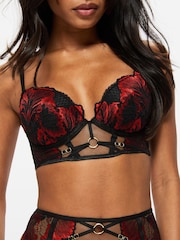 Ann Summers Black Untamed Seduction Floral Lace Padded Plunge Bra - Image 1 of 2