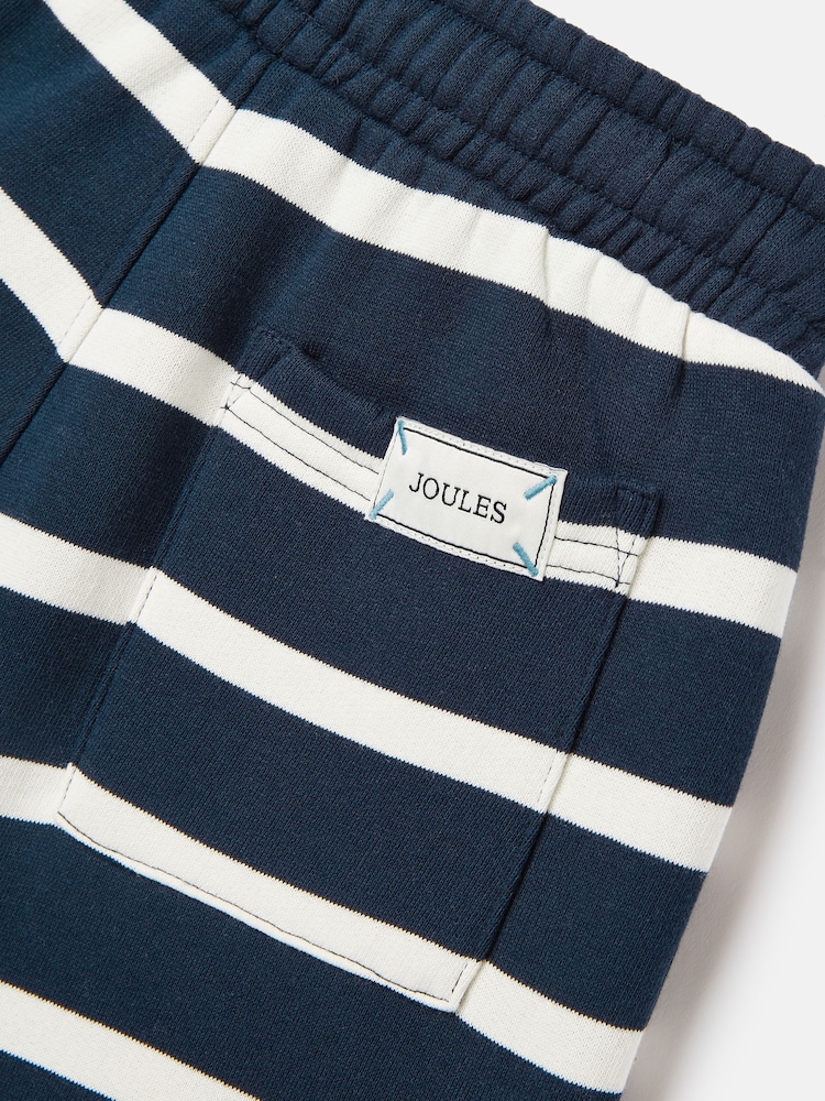 Joules Boys' Barton Navy & White Striped Jersey Shorts - Image 6 of 6