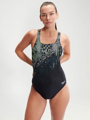 Speedo Black Womens Digital Printed Medalist 1 Piece Swimsuit - Image 1 of 10
