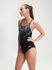 Speedo Black Womens Digital Printed Medalist 1 Piece Swimsuit - Image 3 of 10
