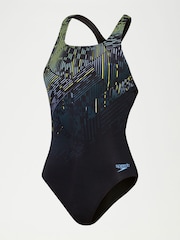 Speedo Black Womens Digital Printed Medalist 1 Piece Swimsuit - Image 6 of 10