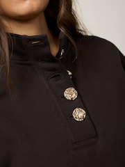 Mint Velvet Brown Striped Cotton Funnel Neck Sweatshirt - Image 4 of 7