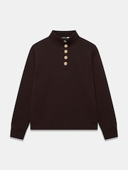 Mint Velvet Brown Striped Cotton Funnel Neck Sweatshirt - Image 6 of 7