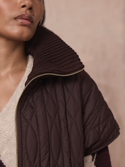 Mint Velvet Brown Quilted Gilet - Image 3 of 7