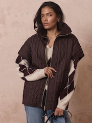 Mint Velvet Brown Quilted Gilet - Image 4 of 7