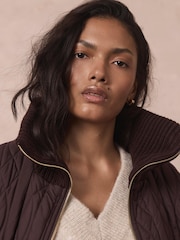 Mint Velvet Brown Quilted Gilet - Image 5 of 7