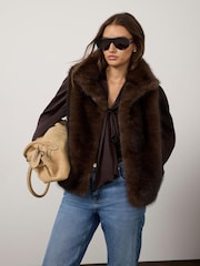 Mint Velvet Brown Faux Fur Gilet - Image 2 of 8