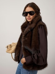 Mint Velvet Brown Faux Fur Gilet - Image 4 of 8