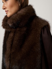 Mint Velvet Brown Faux Fur Gilet - Image 5 of 8