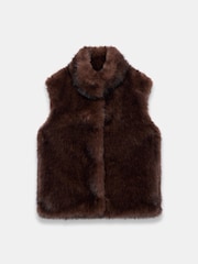 Mint Velvet Brown Faux Fur Gilet - Image 7 of 8