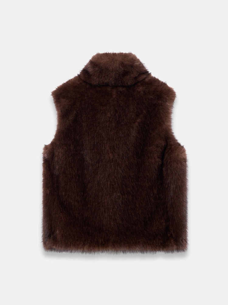 Mint Velvet Brown Faux Fur Gilet - Image 8 of 8