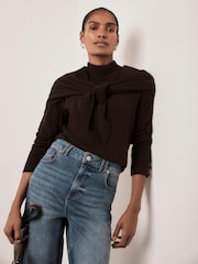 Mint Velvet Brown Layered Knit Top - Image 2 of 7
