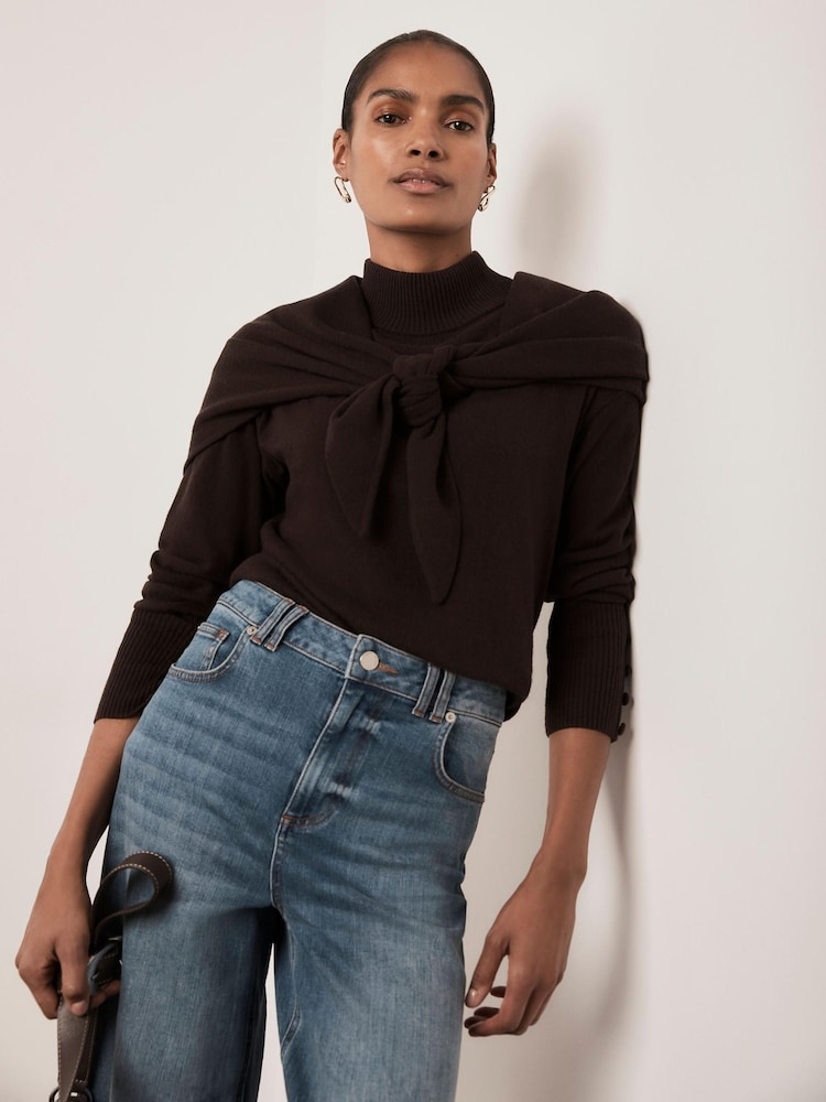 Mint Velvet Brown Layered Knit Top - Image 2 of 7 Mint Velvet Brown Layered Knit Top - Image 2 of 7
