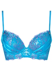 Ann Summers Blue Pearlescent Sequin Embroidery Padded Plunge Bra - Image 5 of 5