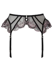 Ann Summers Black Idolising Ditsy Floral Embroidery Waspie Suspenders - Image 5 of 5