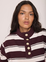 Mint Velvet Red Striped Cotton Funnel Neck Sweatshirt - Image 5 of 7