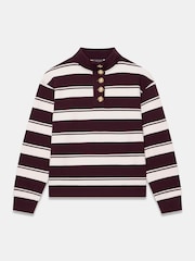 Mint Velvet Red Striped Cotton Funnel Neck Sweatshirt - Image 6 of 7