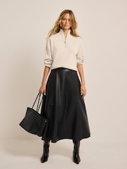 Mint Velvet Natural Funnel Neck Zip Through Jumper - Image 2 of 8