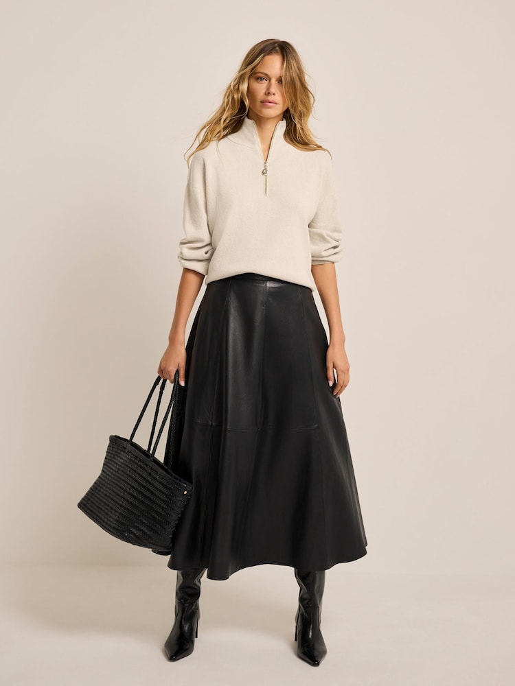 Mint Velvet Natural Funnel Neck Zip Through Jumper - Image 2 of 8 Mint Velvet Natural Funnel Neck Zip Through Jumper - Image 2 of 8