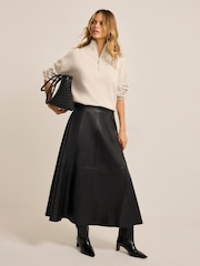 Mint Velvet Natural Funnel Neck Zip Through Jumper - Image 3 of 8