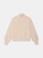 Mint Velvet Natural Funnel Neck Zip Through Jumper - Image 7 of 8