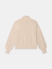Mint Velvet Natural Funnel Neck Zip Through Jumper - Image 8 of 8