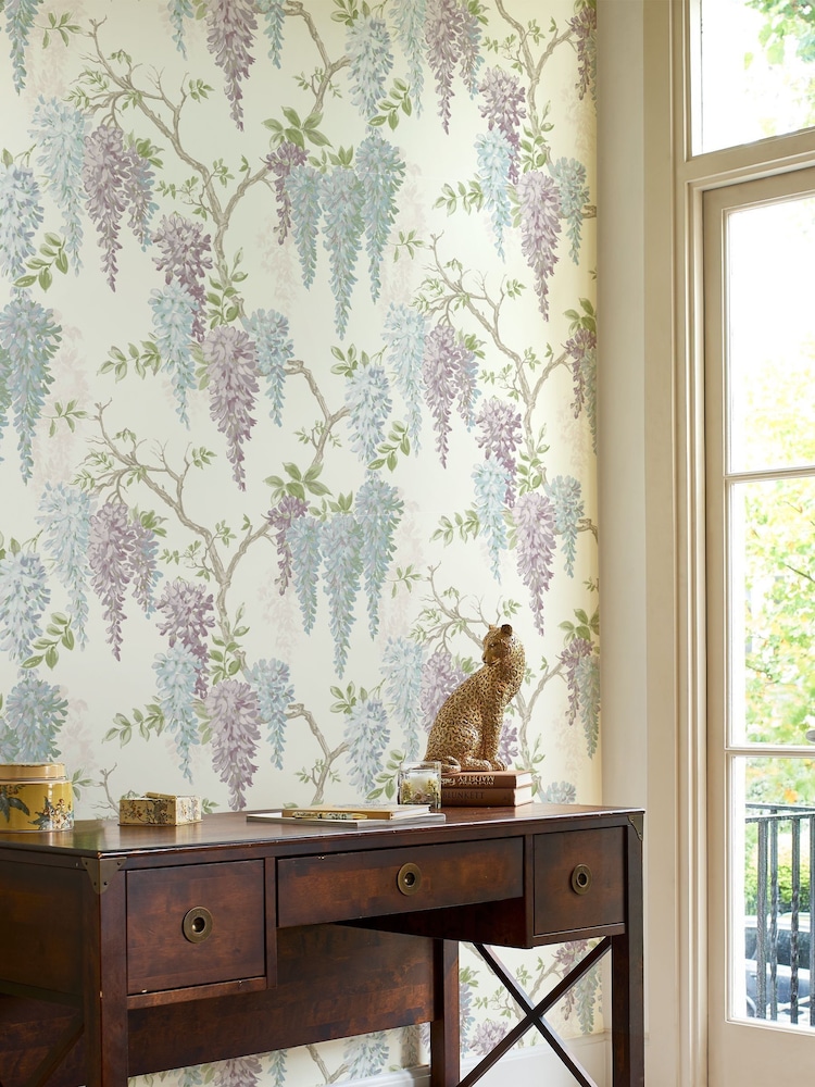 Laura Ashley Pale Purple Wisteria A4 Wallpaper Sample - Image 1 of 2