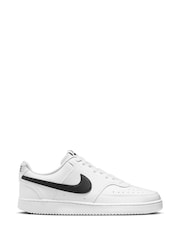 Nike White/Black Court Vision Low Trainers - Image 1 of 8