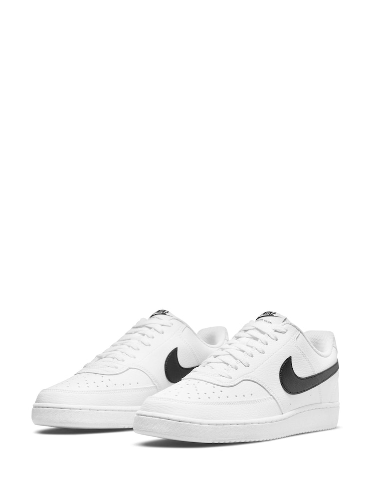 Nike White/Black Court Vision Low Trainers - Image 3 of 8