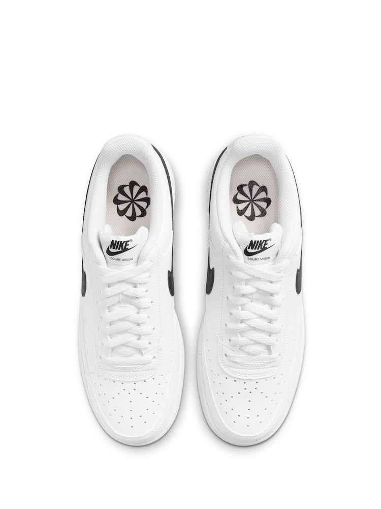 Nike White/Black Court Vision Low Trainers - Image 5 of 8