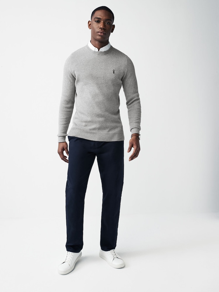 Grey Oxford Crew Neck Regular Mock Shirt Jumper - Image 2 of 7