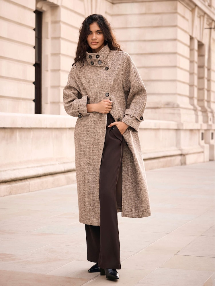 Mint Velvet Natural Wool Blend Heritage Check Coat - Image 1 of 8 Mint Velvet Natural Wool Blend Heritage Check Coat - Image 1 of 8