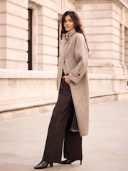 Mint Velvet Natural Wool Blend Heritage Check Coat - Image 2 of 8