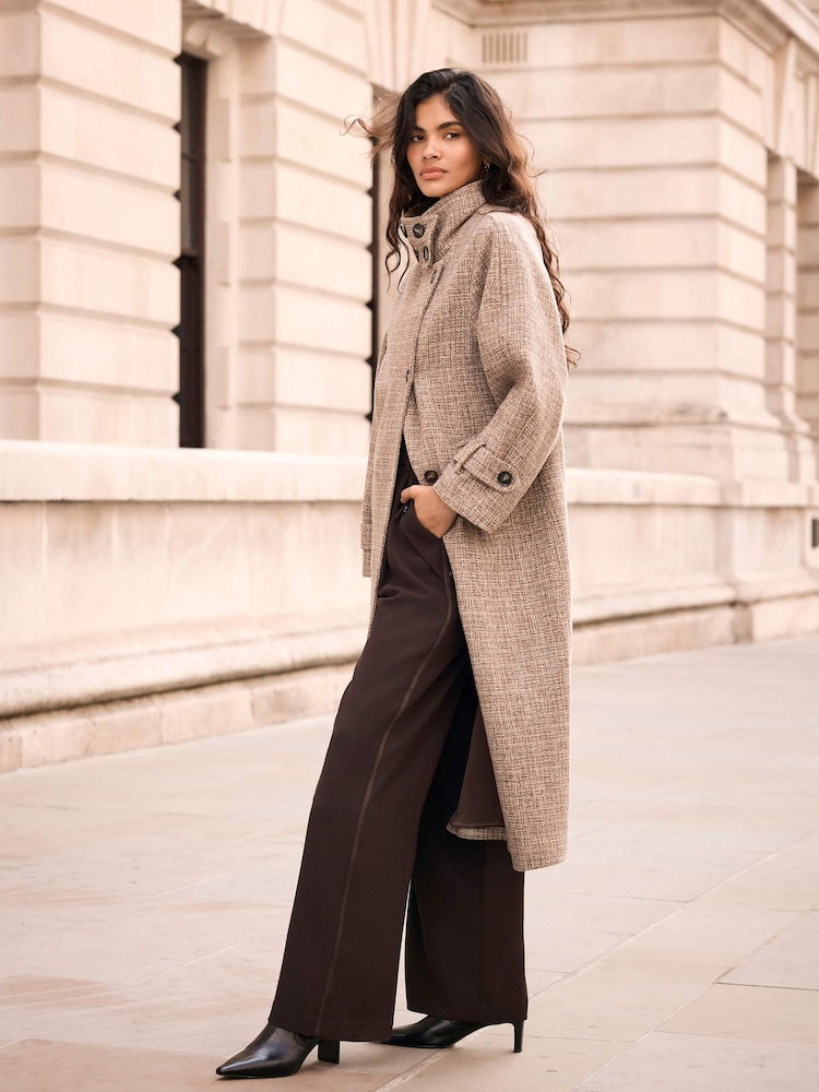 Mint Velvet Natural Wool Blend Heritage Check Coat - Image 2 of 8 Mint Velvet Natural Wool Blend Heritage Check Coat - Image 2 of 8