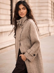 Mint Velvet Natural Wool Blend Heritage Check Coat - Image 4 of 8
