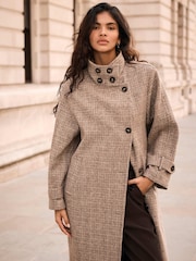 Mint Velvet Natural Wool Blend Heritage Check Coat - Image 5 of 8